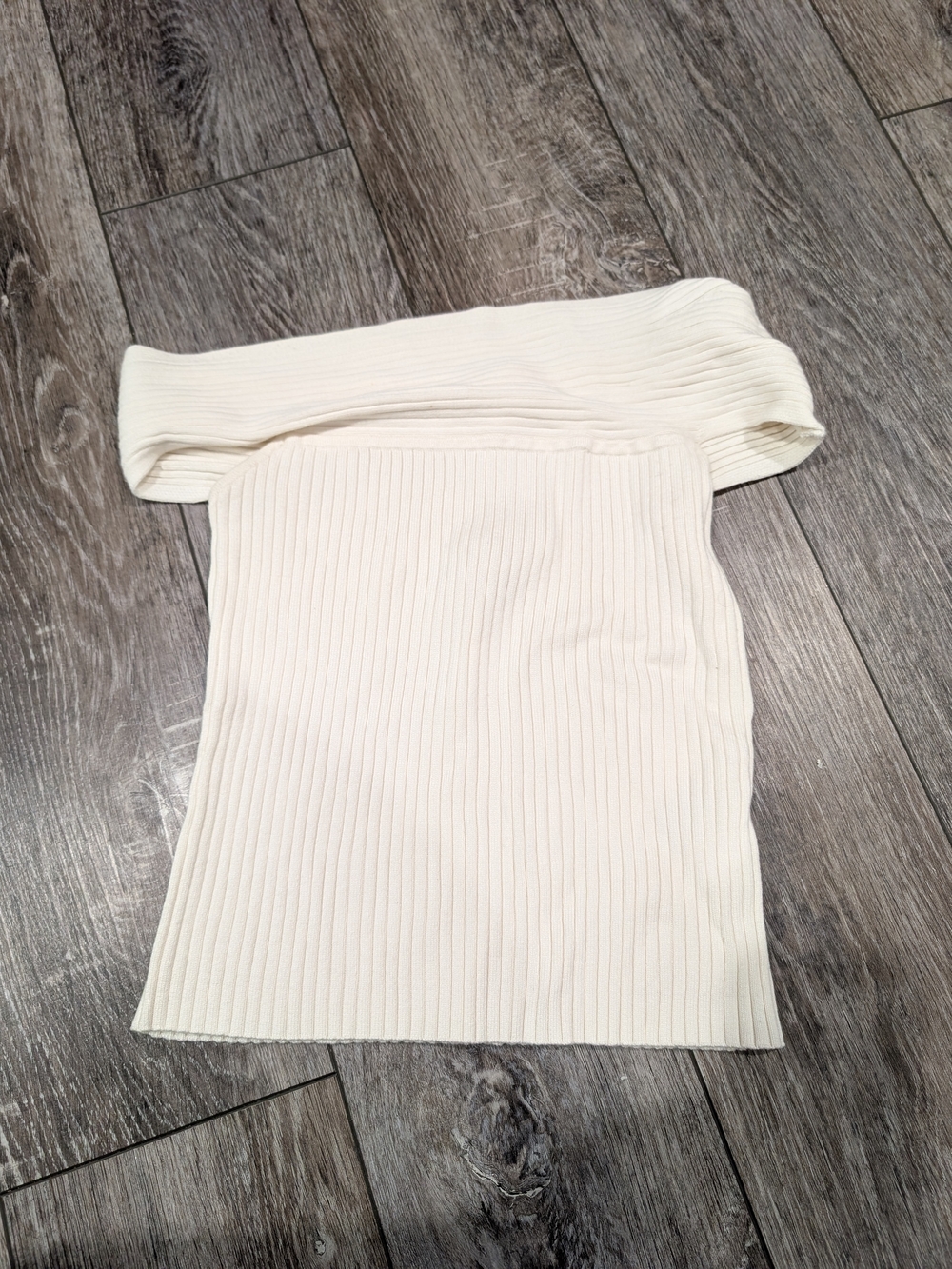 Banana Republic Off-the-Shoulder Ribbed Cream Sweater Top